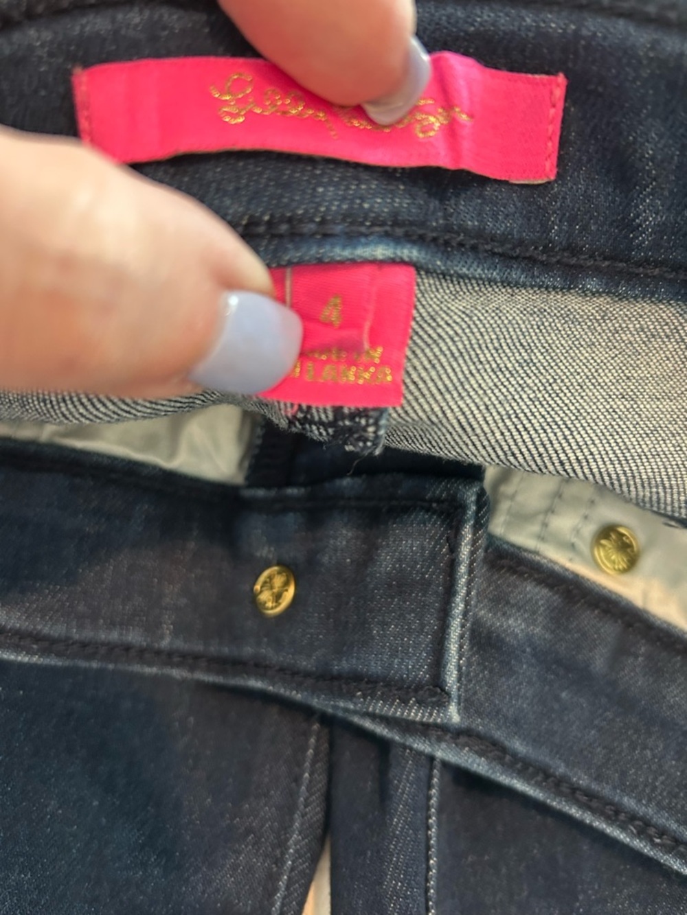 Lilly Pulitzer Ocean High-Rise Dark Blue Flare Jeans - Picture 5 of 8